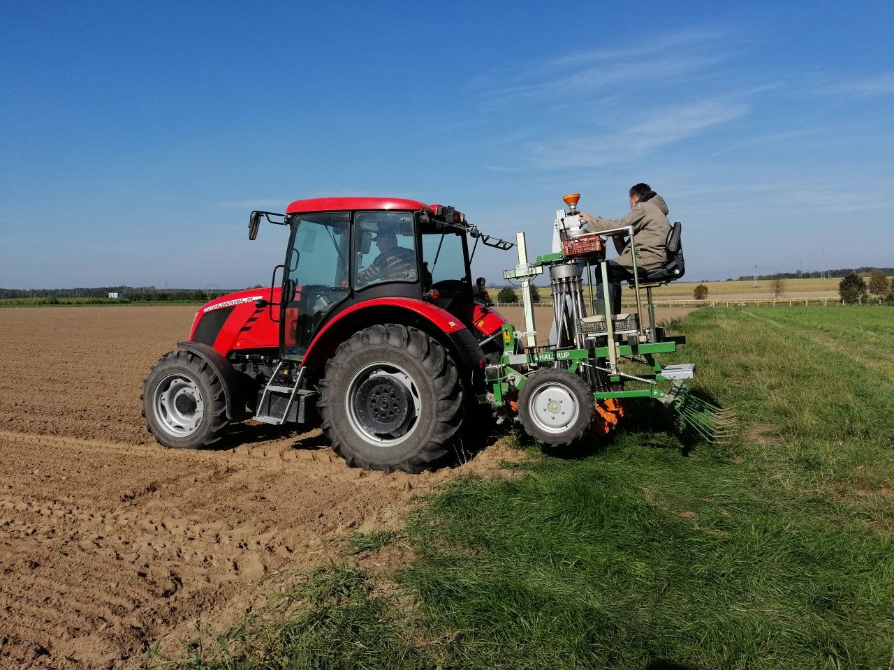 Ciągnik Zetor Proxima 70 z siewnikiem poletkowym Haldrup